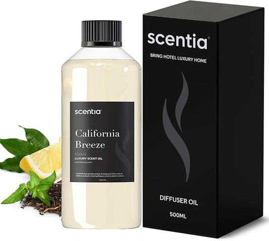 Scentia Hotel Diffuser Oil Inspired by The Delano Beach Club Hotel Scent - 500 mL 16.9 fl oz - Essential Oil Blend Orange, Green Tea for Aromatherapy Diffusers - California Breeze, Thanksgiving Gift