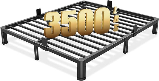 6 inch California King Bed Frame with Round Corner Legs Mattress Slide Stopper,Low Profile Heavy Duty Metal Platform,Steel Slat Support,No Box Spring Needed,Easy Assembly,Noise Free