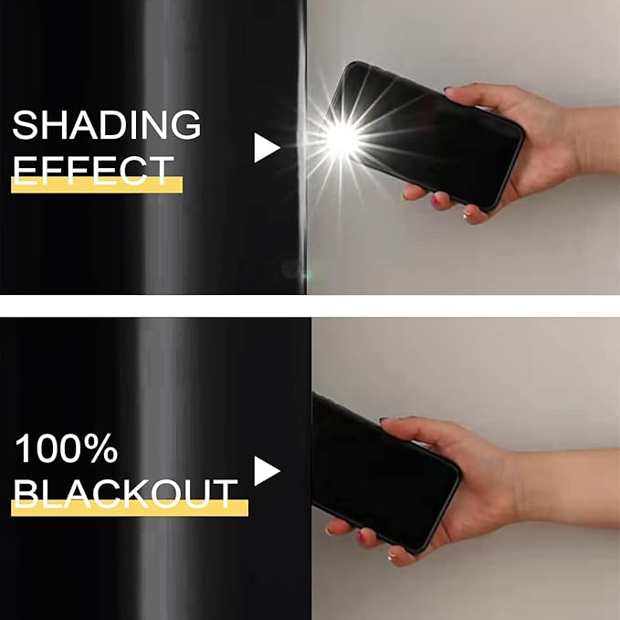 100% Blackout 340 GSM Curtain Panels , Heat and Full light Blocking Drapes with Grommets for Bedroom, Black Thermal Insulated Window Treatment Drapes for Living Room (Black, 2 Panels, 52 x 45 inch)