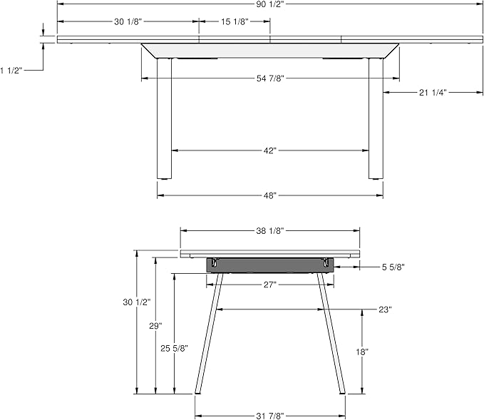 Amisco Kane Extendable Dining Table - Grey Solid Wood/Black Metal