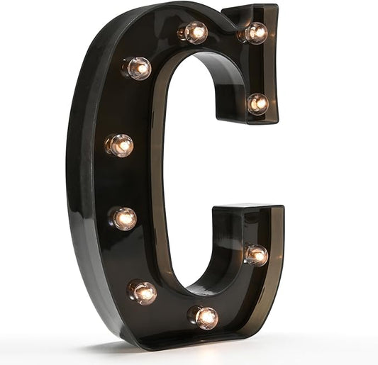 OYCBUZO Light Up Black Alphabet Marquee Letters Sign LED Marquee Number Lights Sign for Night Light Home Bar Christmas Lamp Birthday Wedding Party Decoration C