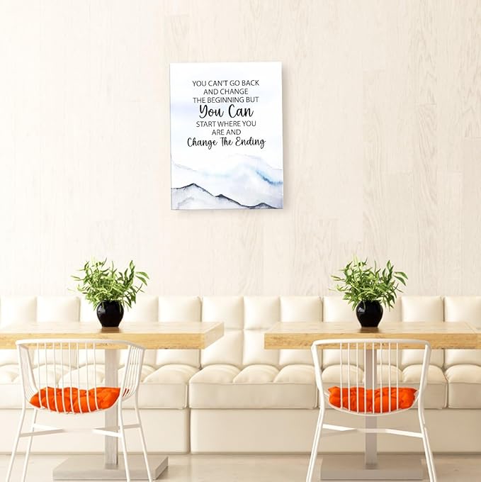 Gwisml You Can'T Go Back And Change The Beginning Wall Decore,Inspirational Quotes Canvas Frame Paintings For Home Office Workplace Wall Art Decor