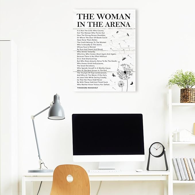 Gwisml The Woman In The Arena Wall Decor,Inspirational Quotes Canvas Frame Paintings For Home Office Wall Art Workplace Decor