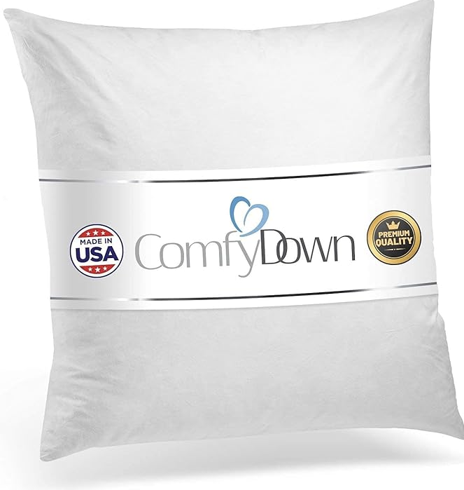 ComfyDown 24X24 Decorative Throw Pillow Insert, Down and Feathers Fill, 100% Cotton Cover 233 Thread Count, Square Pillow Insert - Made in USA