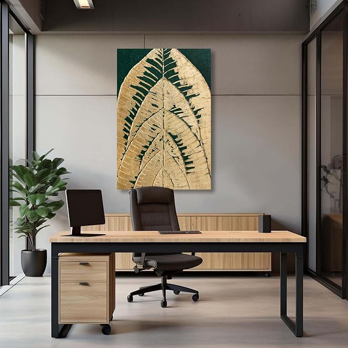 SOUGUAN Abstract Paintings Wall Decor Black and Gold Wall Pictures Modern Wall Art 24"x36" Artwork for Office Artwork for Dining Room Area