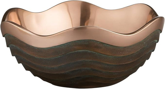 Nambé Copper Canyon Bowl – 10 Inch Decorative Copper Accent with Verdigris Scalloped Rim & Green Patina Accents, 2.5 Quart Metal Art Centerpiece for Table Décor, Home Decor & Serving