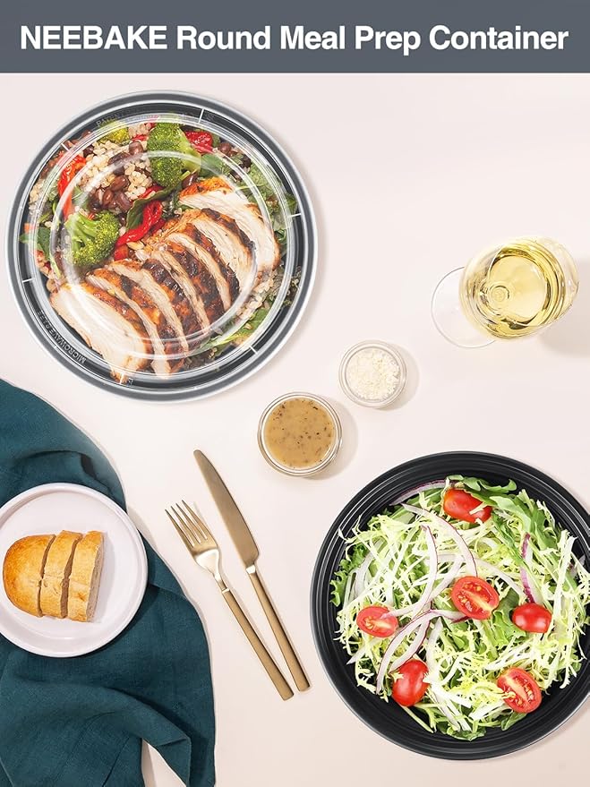 50 Sets 24oz Meal Prep Container - Reusable Plastic Food Storage Containers with Lids, Fits Microwave, Freezer and Dishwasher Safe