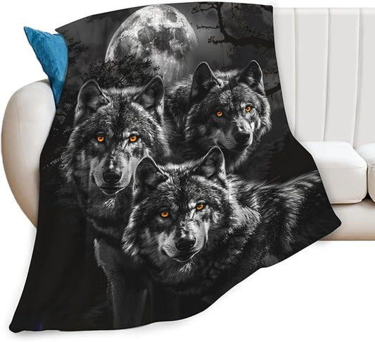 Tijuboni Wolf Throw Blanket Wolf Gifts for Girls Boys Women Men Kids Adults Soft Flannel Fleece Blanket for Couch Sofa Bed Home Decor 40"x50"
