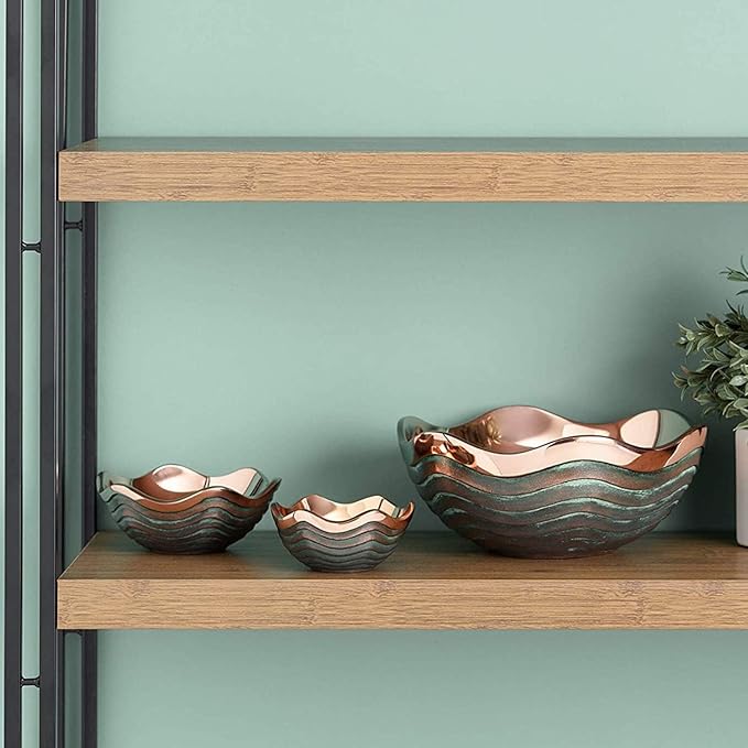Nambé Copper Canyon Bowl – 4.5 Inch Decorative Copper Accent Dish with Verdigris Patina, Sculptural Scalloped Rim Design, Stylish Home Tabletop & Kitchen Decor Serving Piece