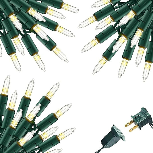 TW SHINE Warm White Christmas Lights, 3 Pack Total 60FT 300 Count Incandescent Mini Tree String Lights, Waterproof Christmas Decorations for Outdoor Indoor Xmas Patio Home Party Garden Yard Decor