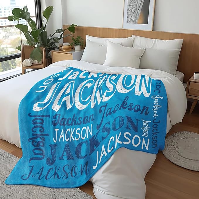Ships Next Day, Personalized Blanket for Teen Boys Girls, Custom Blanket with Name Customized Flannel Throw Christmas Birthday Blanket Gifts for Kids or Adult