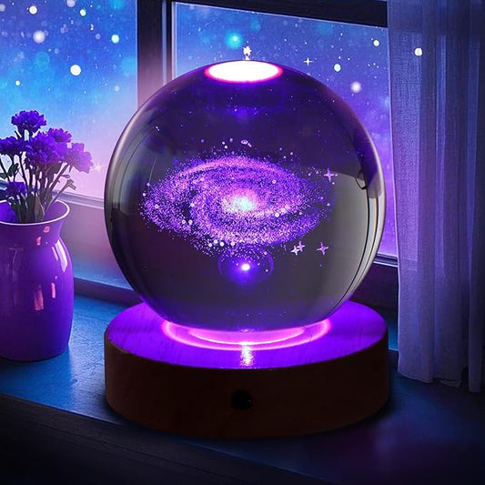 Galaxy Night Light with Remote Control, 3D Crystal Ball Lamp, 16 Color Changing LED Desk Decor, Unique Gifts for Girls Boys Teens Astronomy Enthusiasts, Space Theme Bedroom Office Decoration