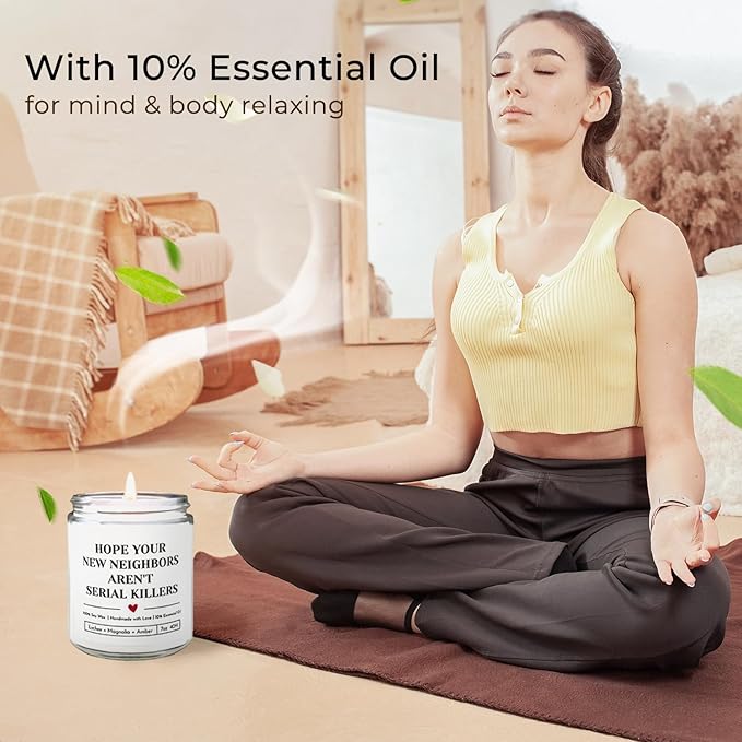 Housewarming Gifts New Home, Funny Housewarming Gifts, New Home Gift Ideas, 9 oz Jar Candle, Fruit Sweet Scent (New Neighbors)