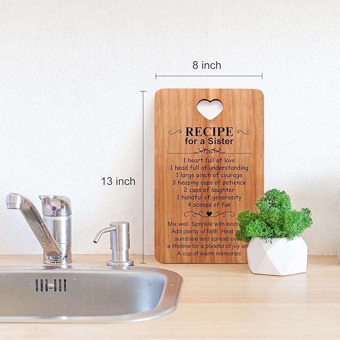 Birthday Gifts for Sister Wooden Charcuterie Boards Unique Christmas Decor Kitchen Gifts for Sister Mothers Day Wedding Gift for Soul Sisters Cutting Board BFF Gifts Xmas Presents