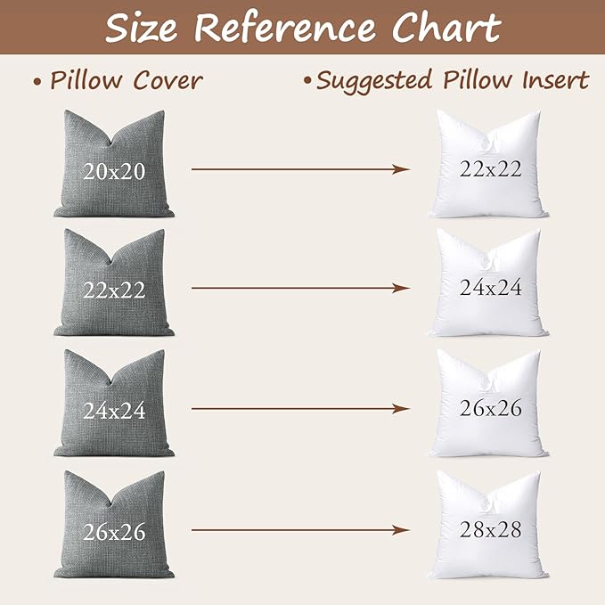 Artscope Synthetic Down Pillow Insert, 24x24 Down Alternative Throw Pillow Insert. Ultra Soft Fluffy Sleeping Pillow with 100% Cotton Cover, Decorative Pillows-White.