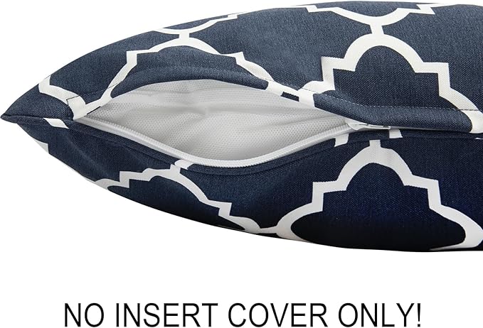 Waterproof Outdoor Lumbar Pillow Covers Set of 2,Home Decor for Garden Patio Furniture,Couch,Sofa 12"x20" Inch Decorative Pillows Cover Only,NO Insert(Blue Geometry)