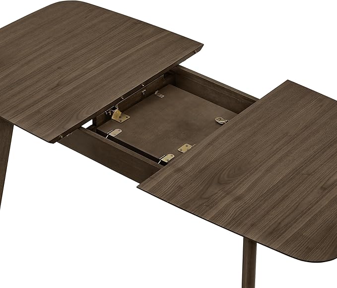 CHITA 59"-75" Extendable Dining Room Table for 4-6, Modern Wood Dining Table for Small Spaces, Kitchen, Space Saving Hidden Leaves, Solid Rubberwood Frame, Walnut Venner