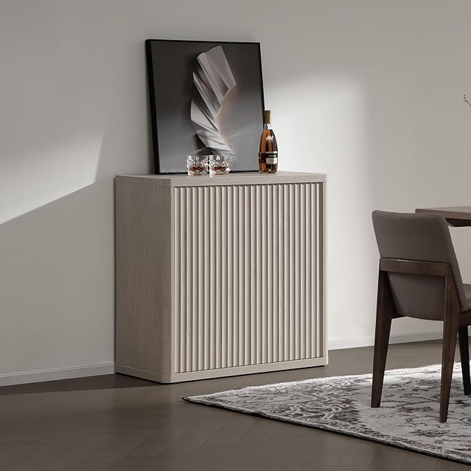 SICOTAS Buffet Cabinet with Storage 69.2" Sideboard Accent Modern Credenza with Doors & Shelves Fluted Tall Media Console Mid Century Coffee Bar Table for Living Room Kitchen Dining Room Hallway