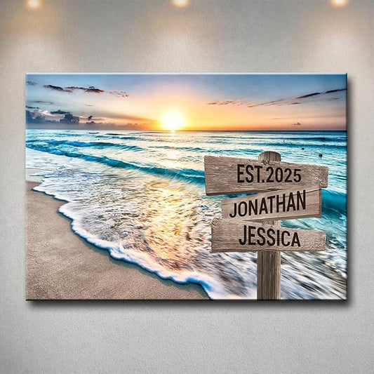 Personalized Canvas Vintage Street Sign For Couple, Crossroads StreetSign Best Gift For Сouple, Custom Name And Date VintageStreet Sign Art Canvas Of Poster #24