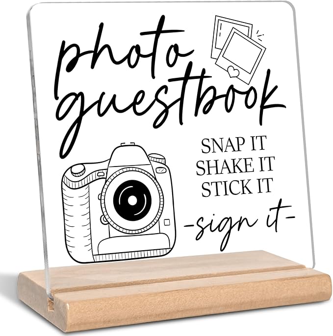 Wedding Photo Guestbook Acrylic Plaque Sign, Wedding Guest Book Desk Decor, Appreciation Gifts, Birthdays Gifts, Christmas Gift for, Cameraman, Friends, Family, Colleagues