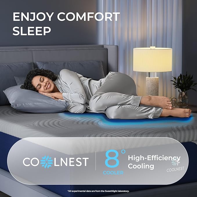 Sweetnight CoolNest Queen Mattress, 14 inch Cooling Queen Size Memory Foam Mattress for Cool Night Sleep, 5-Zone Ergo Support for Pressure Relief, Medium, CertiPUR-US Certified