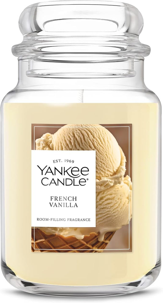 Yankee Candle French Vanilla, Scented Candle, 22oz Large Jar with up to 150 Hour Burn Time, Giftable, Holidays