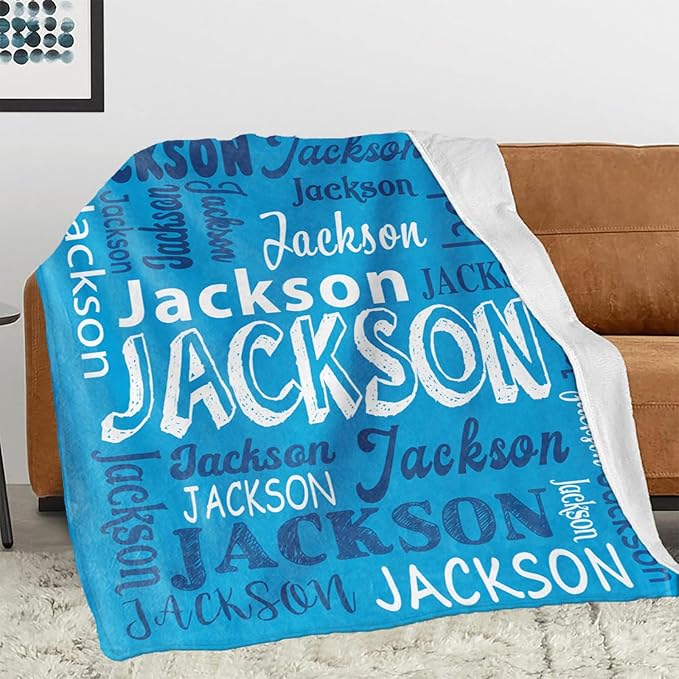 Ships Next Day, Personalized Blanket for Teen Boys Girls, Custom Blanket with Name Customized Flannel Throw Christmas Birthday Blanket Gifts for Kids or Adult