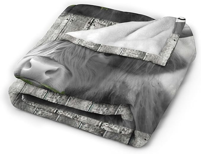 Funny Highland Cow Throw Blanket - Farm Animal Gifts and Decor for Girls, Women, Men, Boys - Soft Warm Cozy Fleece for Couch, Sofa, Bed - 50"x40"