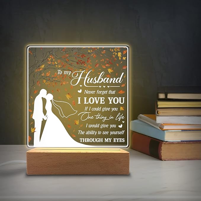 I Love You Acrylic Night Light Gifts for Husband on Wedding, Anniversary, Valentine's Day