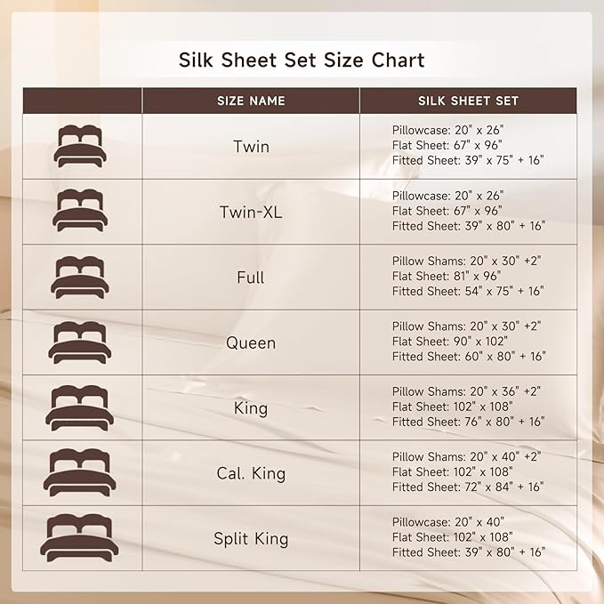 THXSILK Silk Sheet Set 5Pcs, 6A+ Top Grade 100% Pure Mulberry Silk Bed Sheets, Ultra Soft Durable Luxury Bedding Sets, 2 Fitted Sheet, 1 Flat Sheet and 2 Pillowcases (Split King, Champagne)