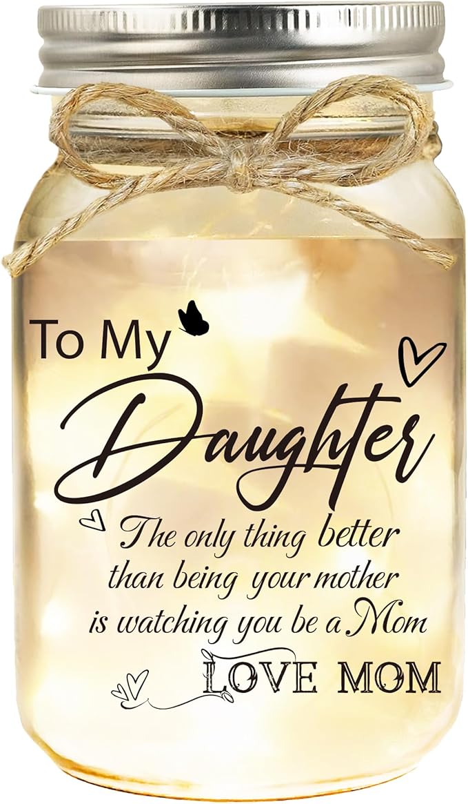 Mason Jar Light for Daughter - daughter gifts from mom, Unique Light Up Jar with Starry Night Projection for Home Decor, Thoughtful Birthday Christmas Mothers Day Gift for Daughter from Mom