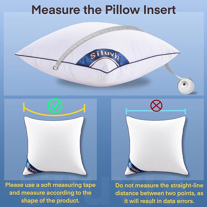 Siluvia 28"x28" Pillow Insert Set of 2 Square Throw 28 Pillows with 100% Cotton Cover for Sofa, Couch, and Bed - White