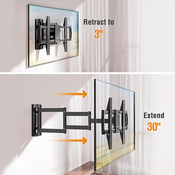 ELIVED Long Arm TV Wall Mount for Most 42-75 Inch TVs, 30 Inch Long Extension Corner TV Mount, Full Motion Wall Mount tv Bracket Swivel and Tilt, Holds up to 99 lbs. Max VESA 600x400mm, YD3037