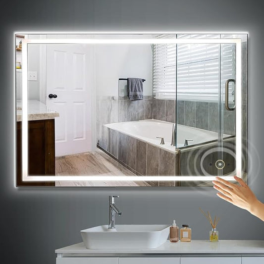 LED Bathroom Mirror with Lights,Hand Wave,Dimmable, Anti-Fog, Tempered Glass, Shatter-Proof, Smart Bathroom Vanity Mirror for Wall,ETL Listed (32 * 40)