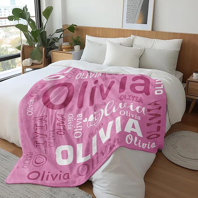 Ships Next Day, Personalized Blanket for Teen Boys Girls, Custom Blanket with Name Customized Flannel Throw Christmas Birthday Blanket Gifts for Kids or Adult