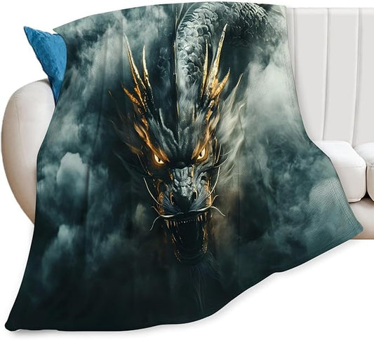 Tijuboni Chinese Dragon Throw Blanket Black Dragon Gifts for Men Women Girls Boys Kids Adults Soft Flannel Fleece Blanket for Couch Sofa Bed Home Decor 40"x50"