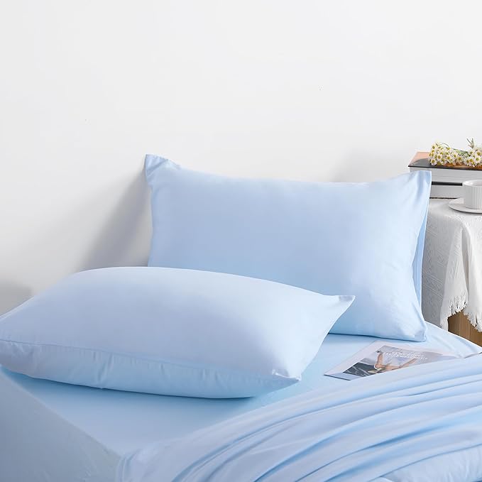 NTBAY Twin Comforter Set with Sheets, 5 Pieces Soft and Breathable Bedding Set, Twin Bed in a Bag, Down Alternative Comforter Set Solid Color All Season, Kids Bedding Set, Aqua