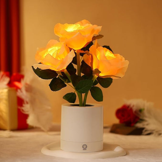 WSYEAR Forever Yellow Rose Flower Lamp Touch Lamp Christmas Birthday Gifts for Women Her Wife Girlfriend Daughter, Dimmable Rose Lamp Decor for Bedroom