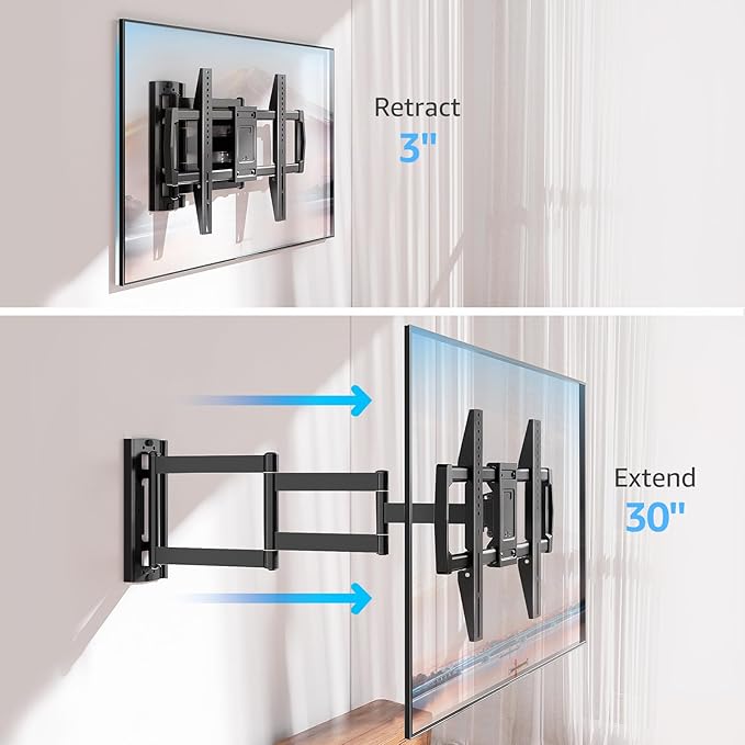 MOUNTUP Full Motion TV Wall Mount with 30” Extension & Tilt & Swivel for Most 42-75 Inch TVs, Long Arm TV Mount Corner Bracket Articulating Arm Mount, Max VESA 600x400mm and Up to 99 lbs, MU0057-L