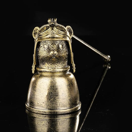 Aviator Mouse Candle Snuffer - Vintage Gunmetal Pilot Rodent with Helmet, Extinguisher Tool for Candle Lovers (8cm x 19cm)