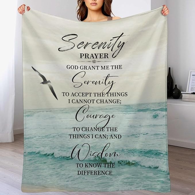 Serenity Prayer Christian Throw Blanket - Soft, Warm & Cozy Fleece for Couch, Sofa & Bed - 40"x50"