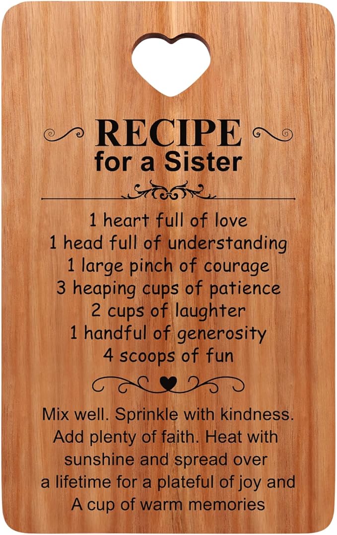 Birthday Gifts for Sister Wooden Charcuterie Boards Unique Christmas Decor Kitchen Gifts for Sister Mothers Day Wedding Gift for Soul Sisters Cutting Board BFF Gifts Xmas Presents