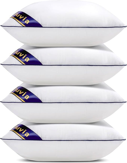 Siluvia Decorative 18x18 Pillow Inserts Set of 4 - Square Throw 18 Pillows with 100% Cotton Cover for Sofa, Couch, and Bed - White