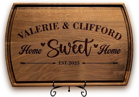 Personalized Home Sweet Home Cutting Board – Custom Engraved Wooden Board – Housewarming Gift, New Home Gift, Realtor Closing Gift, Wedding, Anniversary, Christmas, Bridal Shower Present