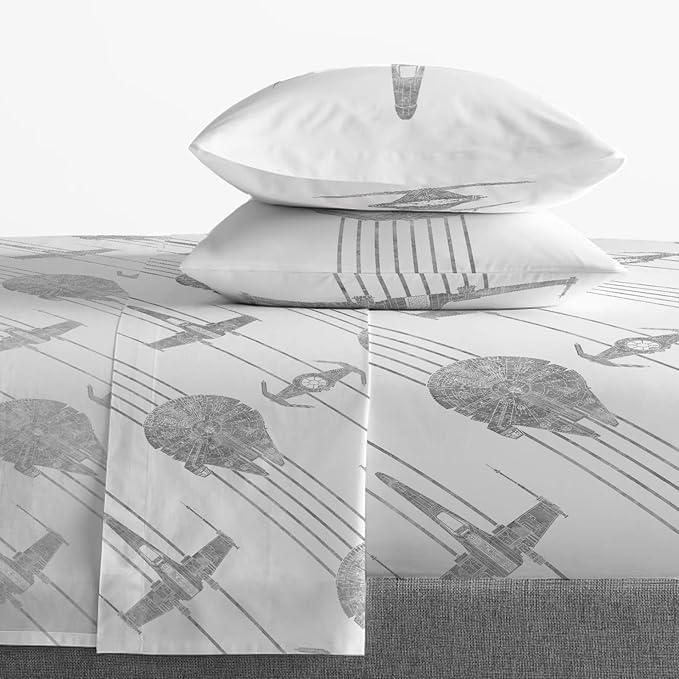 Jay Franco Star Wars Falcon Schematics 7 Piece Full Size Bed Set - Includes Comforter & Sheet Set - Super Soft Kids Bedding Fade Resistant Microfiber