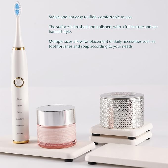 Set of 4 Water Absorbent Diatomite Coasters, Diatomaceous Earth Kitchen Soap Dish, Bathroom Trays, Water Absorbing Stone Used for Hand Soaps & Plants & Toiletries in The Modern Home