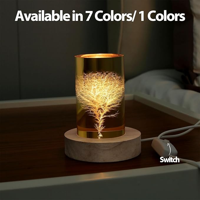 Tree of Life LED Night Light, Acrylic Decorative Plaque, Personalized Anniversary Wedding Gifts for Parents Couple, Christmas Gifts for Family Boyfriend Girlfriend (Cylinder)