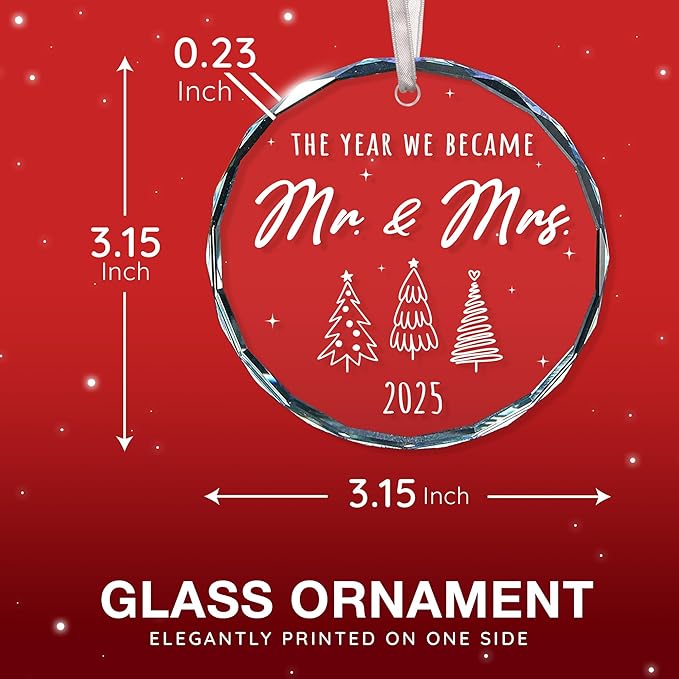 Wedding Ornament 2025 - First Christmas Married Ornament 2025, Elegant Mr and Mrs Gifts, Unique Wedding Gift for Couples, Perfect Ornaments Gifts For Just Married Couples, gifts for Newlywed Christmas