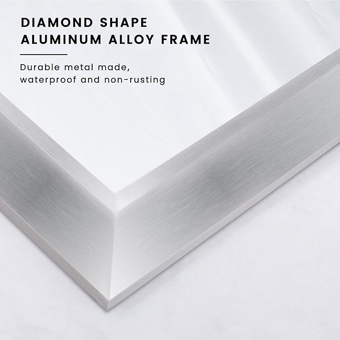 Amorho 28x36 Inch Bathroom Mirror Silver, Thick Metal Framed Wall Mirrors for Over Sink, Brushed Nickel Mirror Perfect for Bedroom, Living Room, Entryway, Rectangle (Horizontal/Vertical).