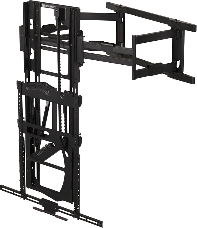 MantelMount MAX1 Full Motion TV Mount, Perfect Above Fireplace with 29" Vertical Drop, 40° Swivel L/R, Stop Anywhere Tension Design, 3" Flush to Wall Slim Profile, for TVs 50"-86" Up to 90 lbs.